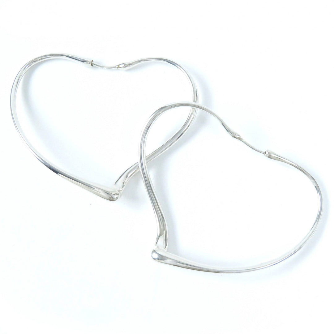 TIFFANY&Co. Pierce Main: AG925 Silver El Saperetti Medium Open Heart Hoop Pierce Women Used Authentic
