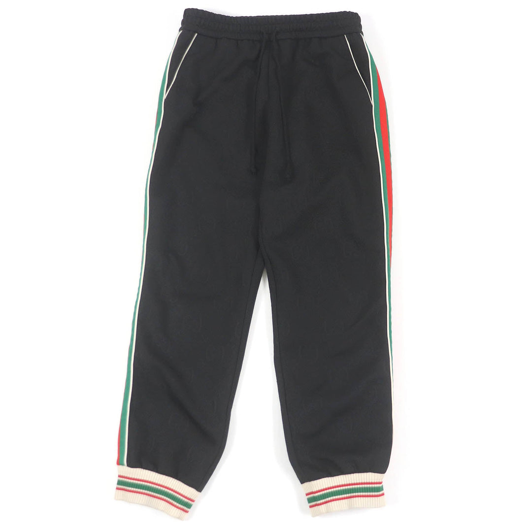 GUCCI Pants 663569 Main: 100% polyester, some parts: 55% polyester, some parts: 45% cotton black GG jersey jacquard jogging pants mens M Used Authentic
