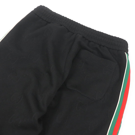 GUCCI Pants 663569 Main: 100% polyester, some parts: 55% polyester, some parts: 45% cotton black GG jersey jacquard jogging pants mens M Used Authentic
