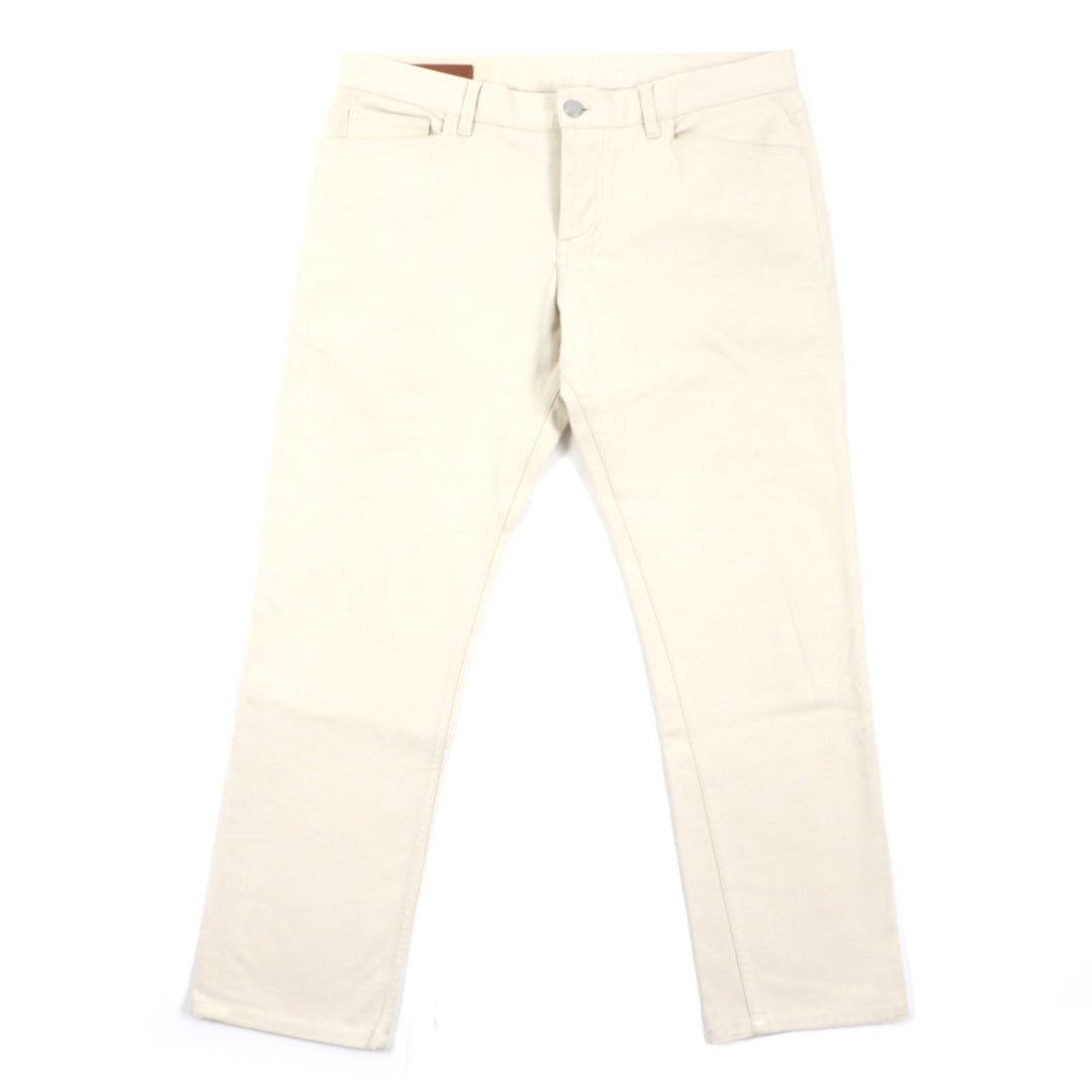 HERMES Pants Main: 98% cotton, Main: 2% polyurethane, Lining: 100% cotton, Leather part: cowhide beige mens 46 Used Authentic