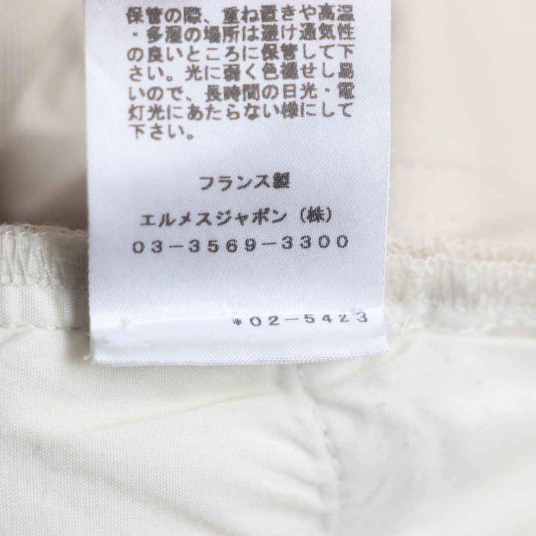 HERMES Pants Main: 98% cotton, Main: 2% polyurethane, Lining: 100% cotton, Leather part: cowhide beige mens 46 Used Authentic