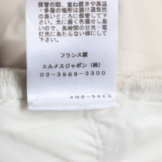 HERMES Pants Main: 98% cotton, Main: 2% polyurethane, Lining: 100% cotton, Leather part: cowhide beige mens 46 Used Authentic