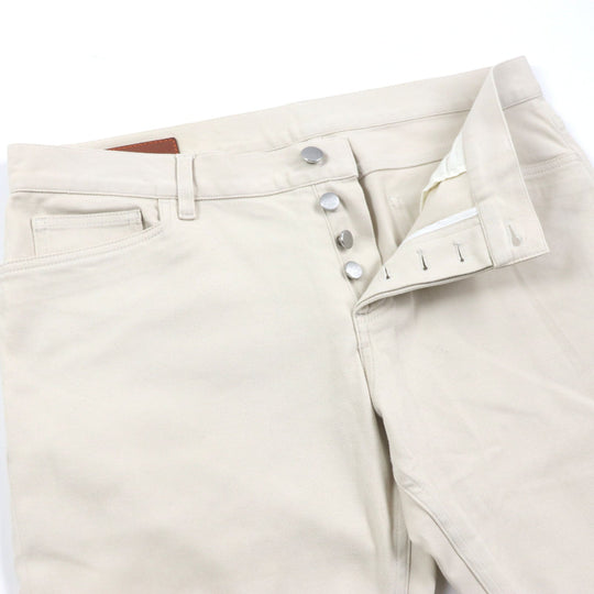 HERMES Pants Main: 98% cotton, Main: 2% polyurethane, Lining: 100% cotton, Leather part: cowhide beige mens 46 Used Authentic