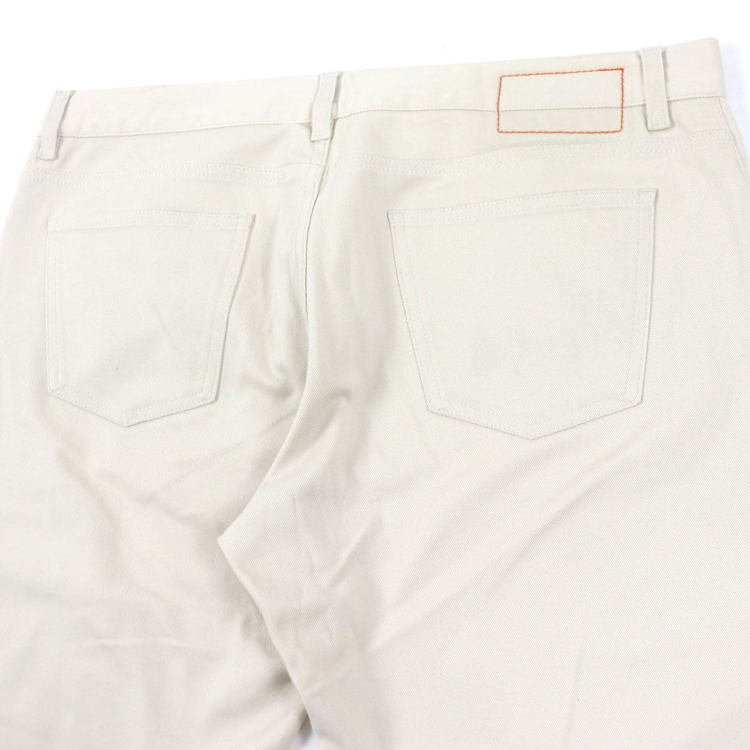HERMES Pants Main: 98% cotton, Main: 2% polyurethane, Lining: 100% cotton, Leather part: cowhide beige mens 46 Used Authentic