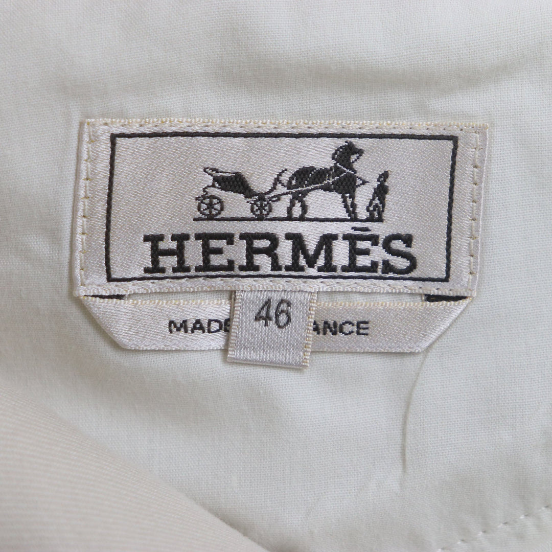 HERMES Pants Main: 98% cotton, Main: 2% polyurethane, Lining: 100% cotton, Leather part: cowhide beige mens 46 Used Authentic