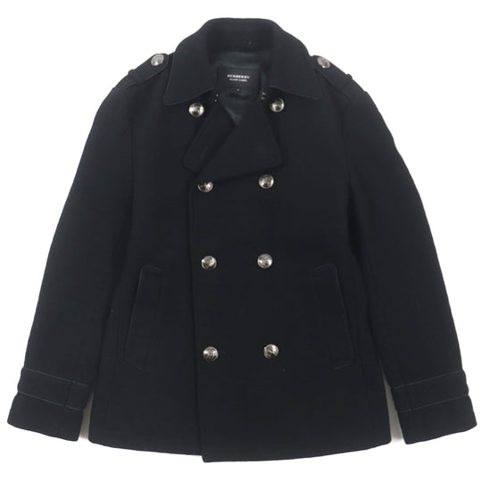 BURBERRY BLACK LABEL pea coat Outer: 90% wool, Outer: 10% nylon, Part: 100% polyester, Lining: Cupra, Lining: Polyester black mens M Used Authentic