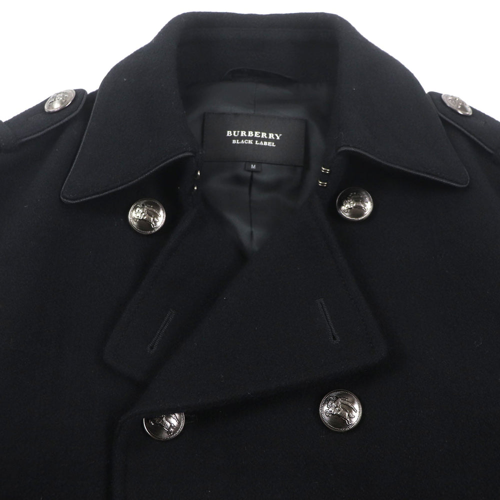 BURBERRY BLACK LABEL pea coat Outer: 90% wool, Outer: 10% nylon, Part: 100% polyester, Lining: Cupra, Lining: Polyester black mens M Used Authentic