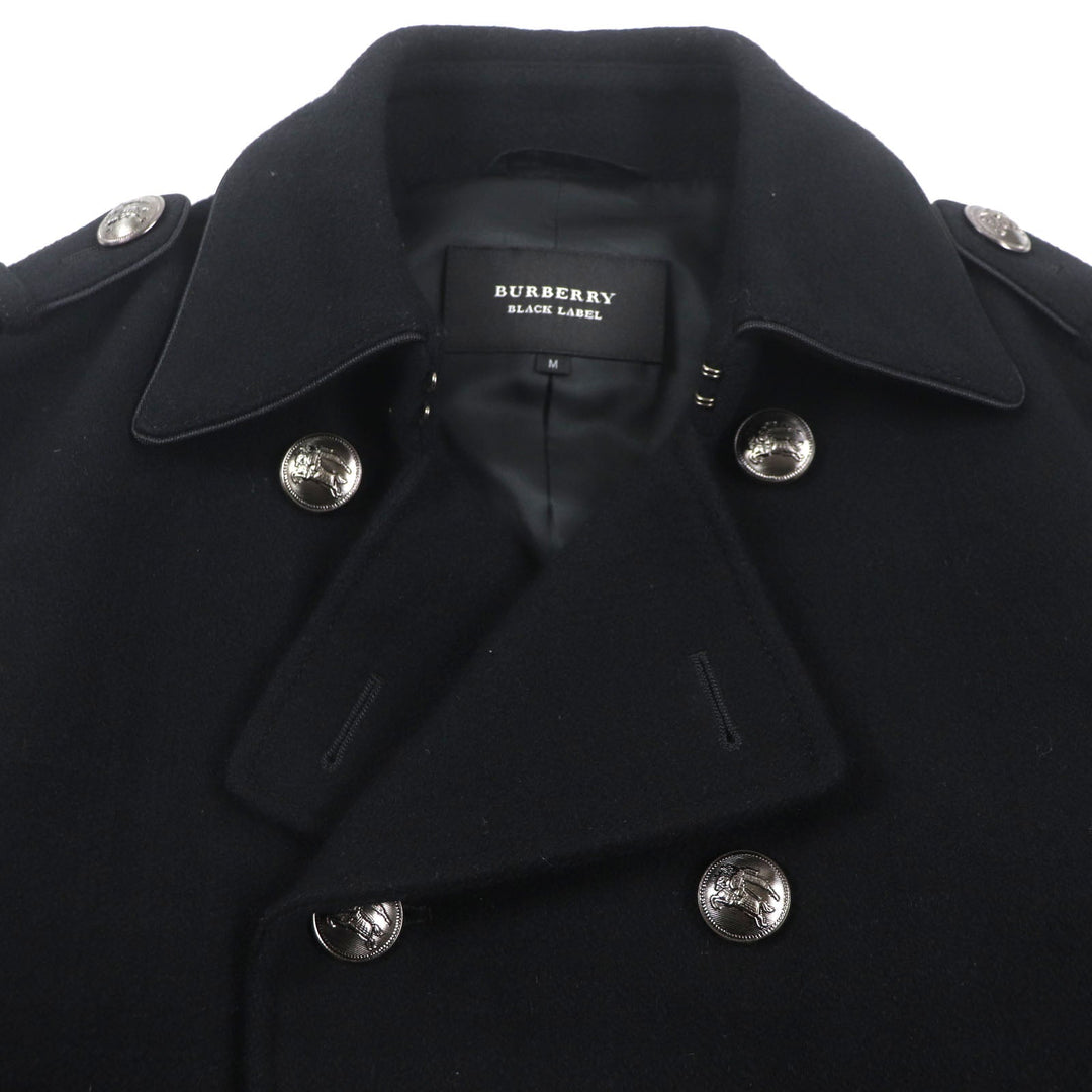 BURBERRY BLACK LABEL pea coat Outer: 90% wool, Outer: 10% nylon, Part: 100% polyester, Lining: Cupra, Lining: Polyester black mens M Used Authentic