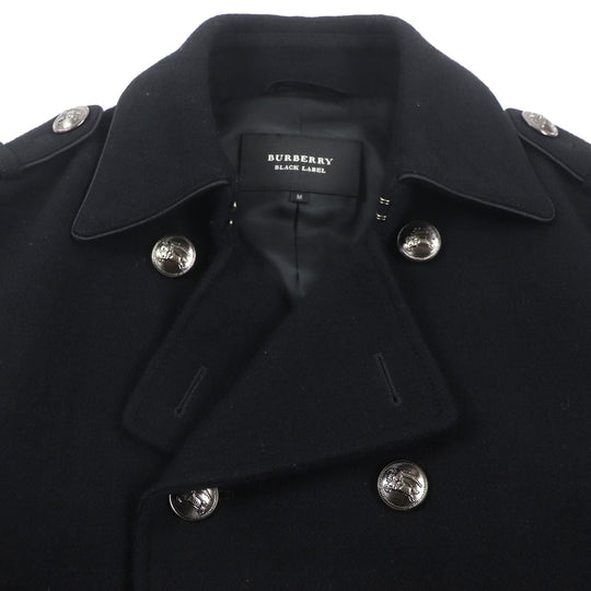 BURBERRY BLACK LABEL pea coat Outer: 90% wool, Outer: 10% nylon, Part: 100% polyester, Lining: Cupra, Lining: Polyester black mens M Used Authentic