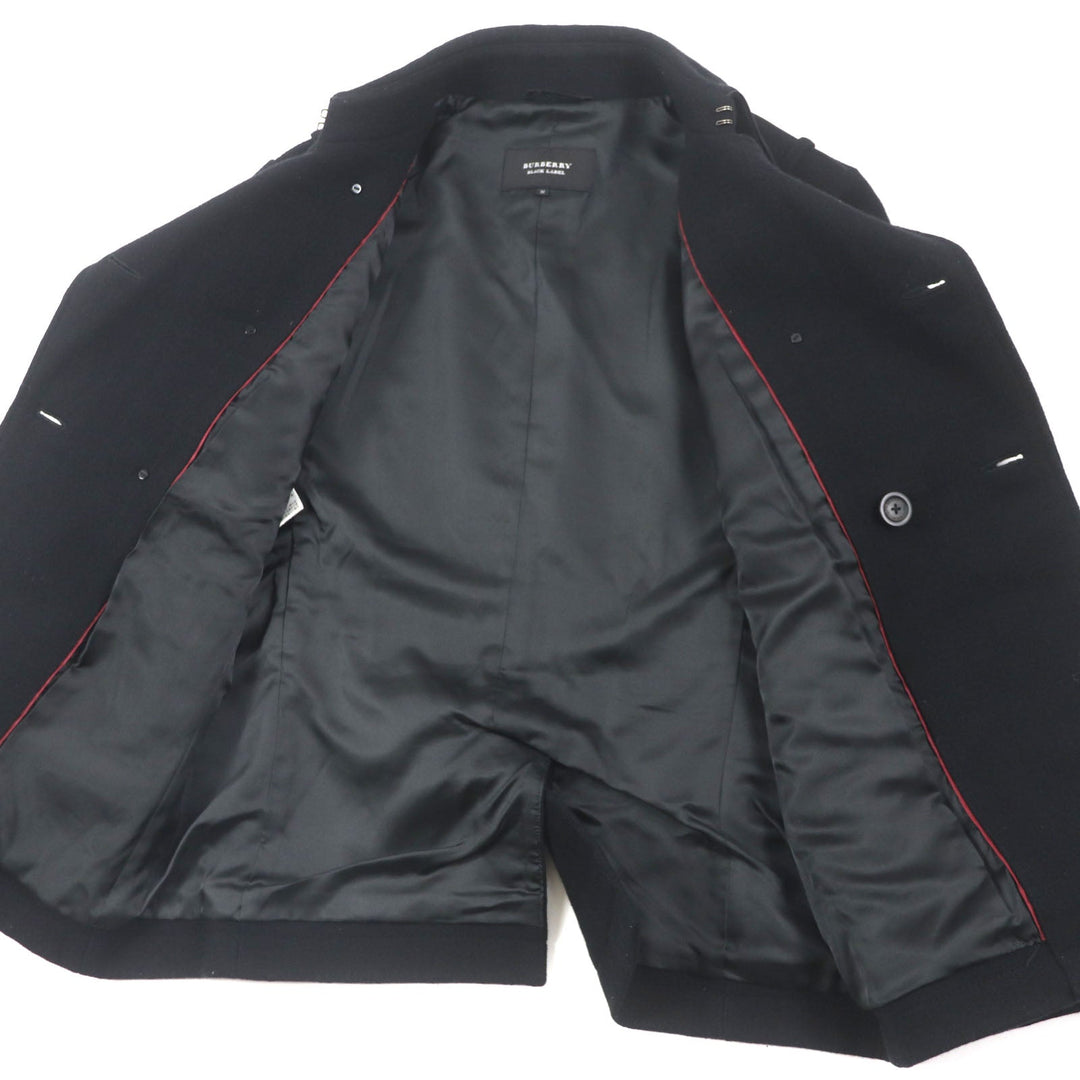 BURBERRY BLACK LABEL pea coat Outer: 90% wool, Outer: 10% nylon, Part: 100% polyester, Lining: Cupra, Lining: Polyester black mens M Used Authentic