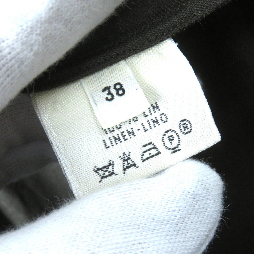 HERMES one piece Main: 100% linen khaki Women 38 Used Authentic