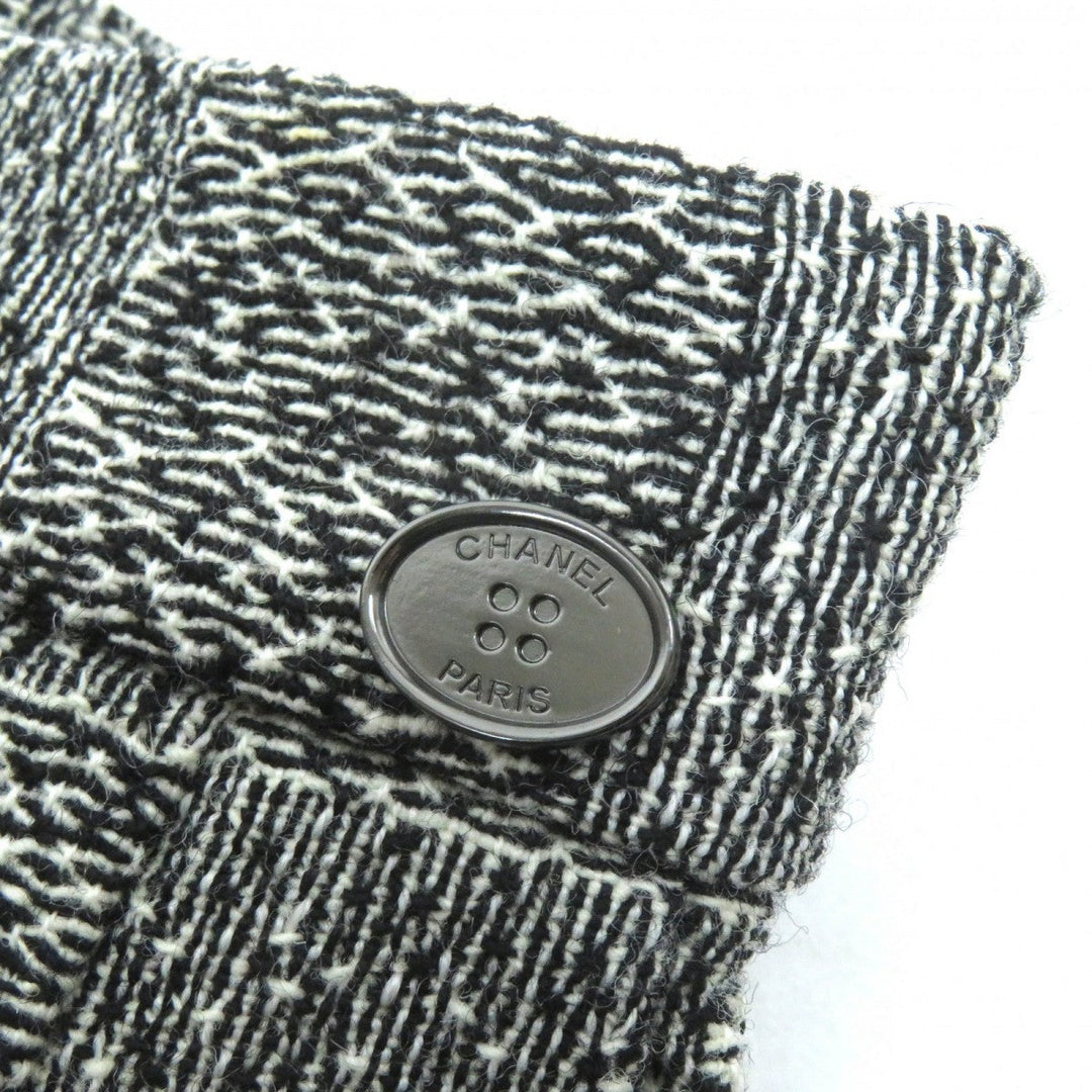 CHANEL Pants P42278 Main: 100% wool, Lining: 100% silk, Part: 100% silk Black White Women 36 Used Authentic