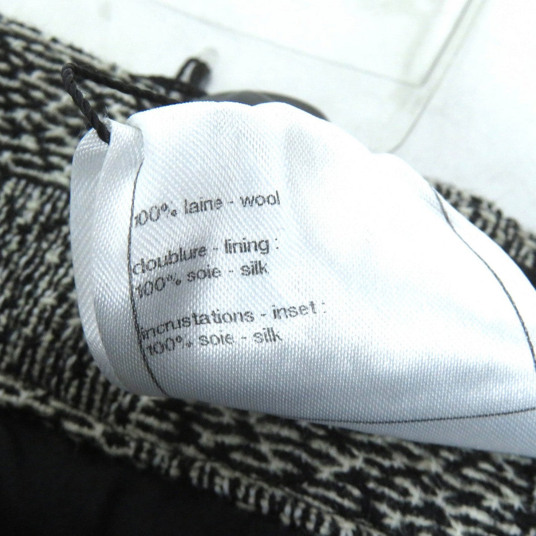 CHANEL Pants P42278 Main: 100% wool, Lining: 100% silk, Part: 100% silk Black White Women 36 Used Authentic