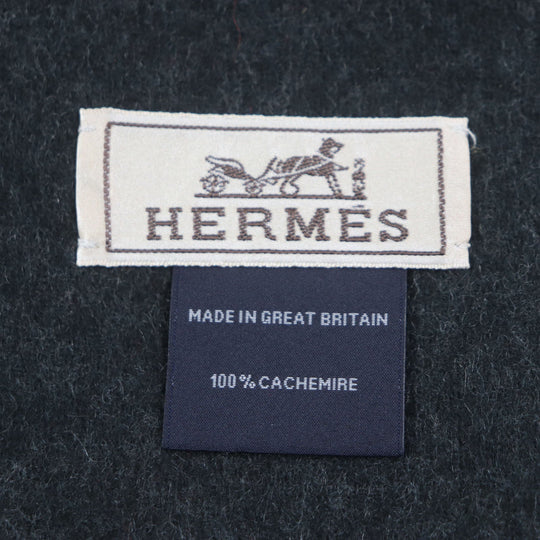 HERMES Scarf Main: 100% cashmere Black Grey mens Used Authentic