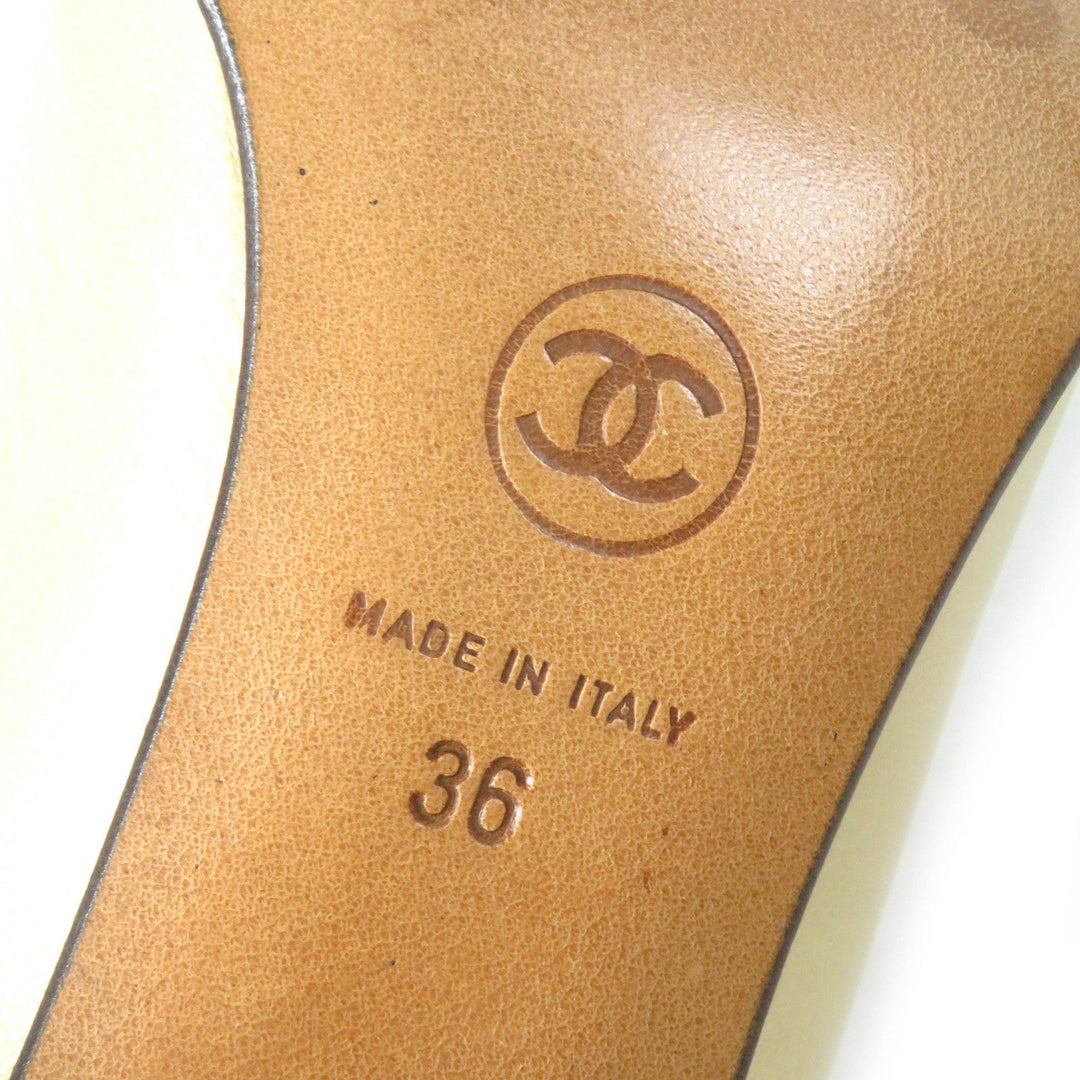 CHANEL pumps Main: Leather Beige black Women 36 Used Authentic
