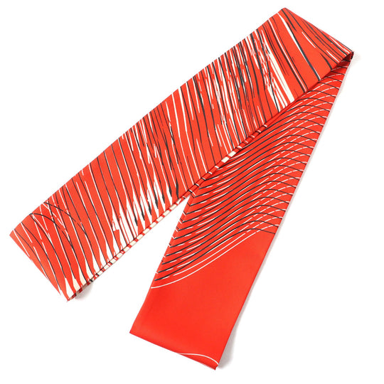 HERMES Other fashion goods Main: 100% silk Orange White Black Women Used Authentic