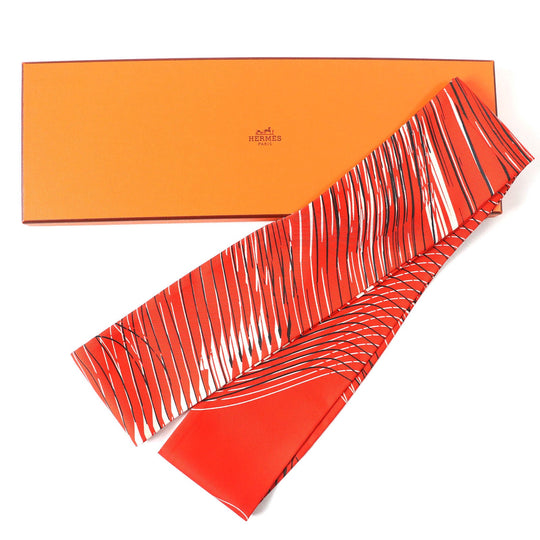 HERMES Other fashion goods Main: 100% silk Orange White Black Women Used Authentic