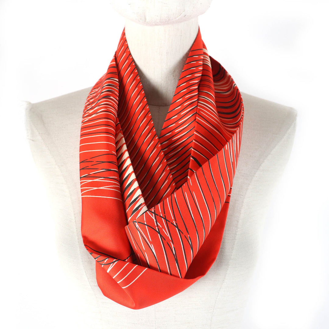 HERMES Other fashion goods Main: 100% silk Orange White Black Women Used Authentic