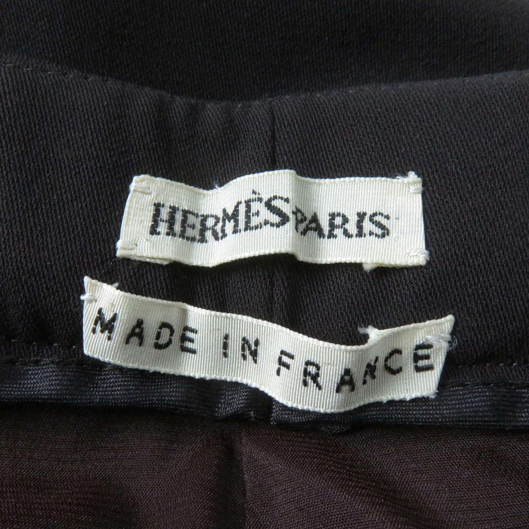 HERMES Pants Main: 100% wool, part: cowhide Brown Women 38 Used Authentic
