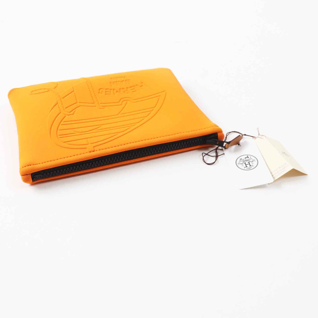 HERMES Pouch Main: Polyamide, Main: Elastane, Lining: Cotton, Part: Leather Orange Neoban Thalassa PM Women Used Authentic