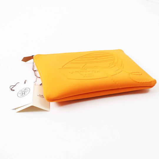HERMES Pouch Main: Polyamide, Main: Elastane, Lining: Cotton, Part: Leather Orange Neoban Thalassa PM Women Used Authentic