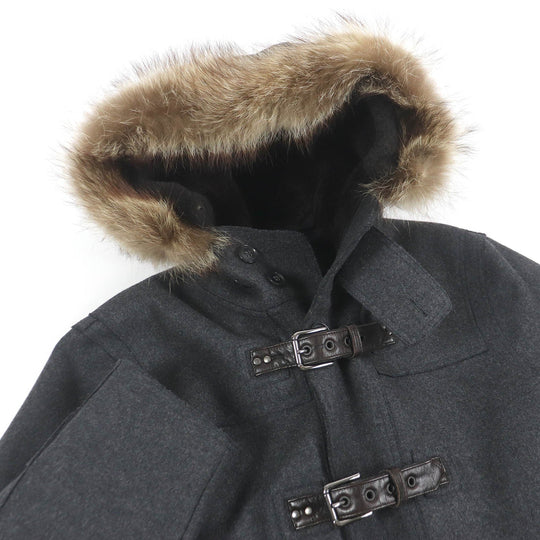 DOLCE&GABBANA coat Main: 80% wool, Main: 10% nylon, Main: 3% lambskin, Main: 3% goatskin, Main: 4% raccoon gray mens 46 Used Authentic