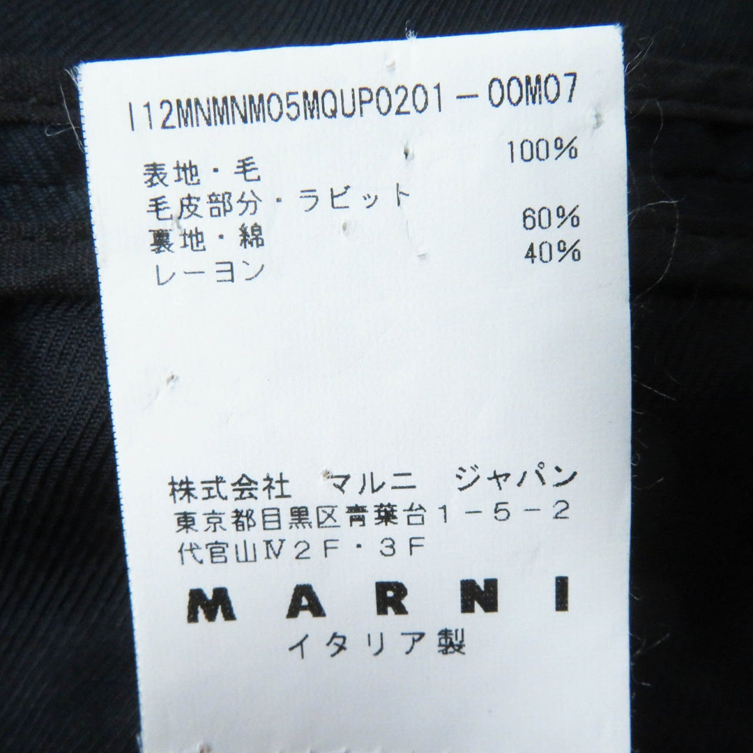 MARNI Stall Main: 100% wool, Part: Rabbit, Lining: 60% silk, Lining: 40% rayon Brown black Women Used Authentic