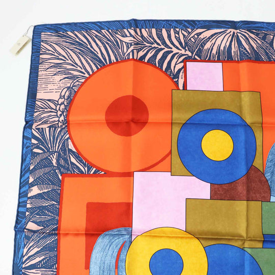 HERMES scarf Main: 100% silk Orange/blue/pink Carre90 Cavalier en Formes Women Used Authentic