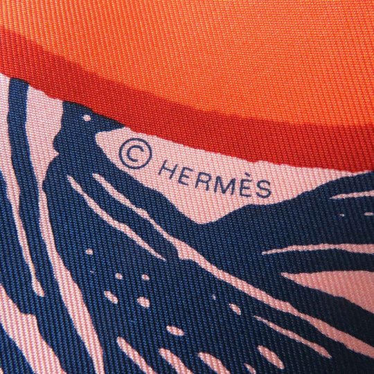 HERMES scarf Main: 100% silk Orange/blue/pink Carre90 Cavalier en Formes Women Used Authentic