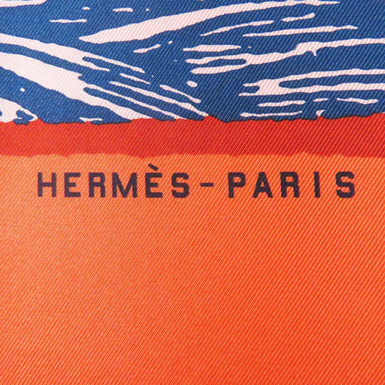 HERMES scarf Main: 100% silk Orange/blue/pink Carre90 Cavalier en Formes Women Used Authentic