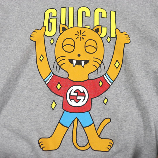 GUCCI Hoodie 700120 Main: 100% cotton, part: 97% cotton, part: 3% polyurethane gray mens L Used Authentic