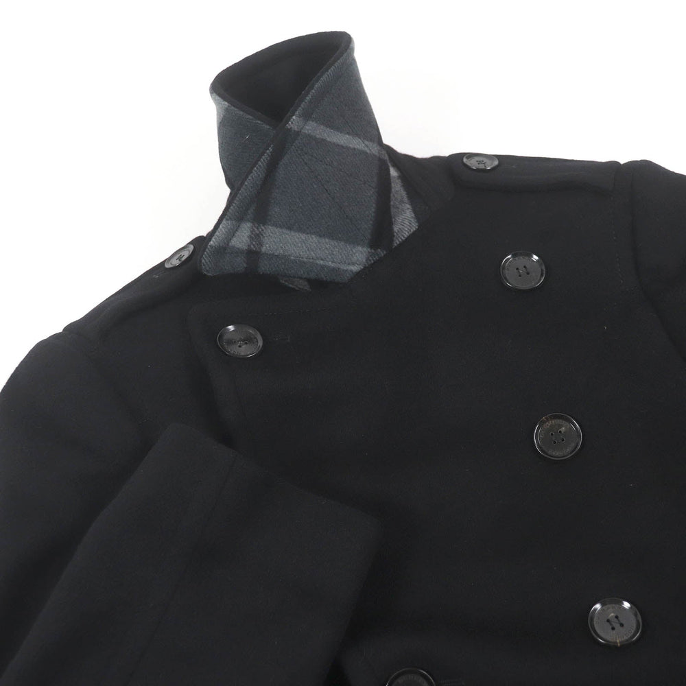 BURBERRY LONDON pea coat Outer: 80% wool, Outer: 20% cashmere, Lining: 55% acetate, Lining: 45% rayon black mens 44 Used Authentic
