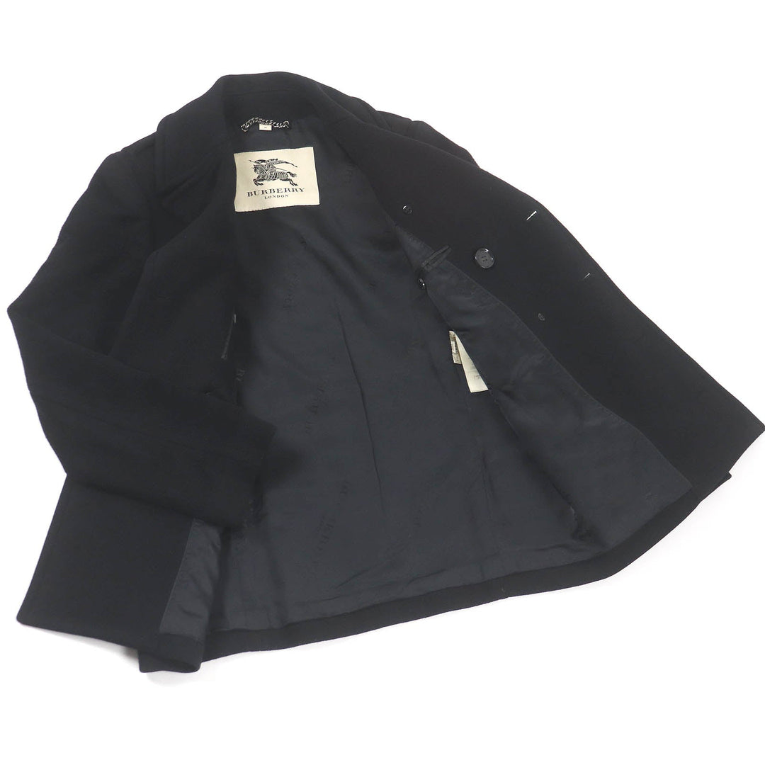 BURBERRY LONDON pea coat Outer: 80% wool, Outer: 20% cashmere, Lining: 55% acetate, Lining: 45% rayon black mens 44 Used Authentic