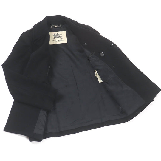 BURBERRY LONDON pea coat Outer: 80% wool, Outer: 20% cashmere, Lining: 55% acetate, Lining: 45% rayon black mens 44 Used Authentic