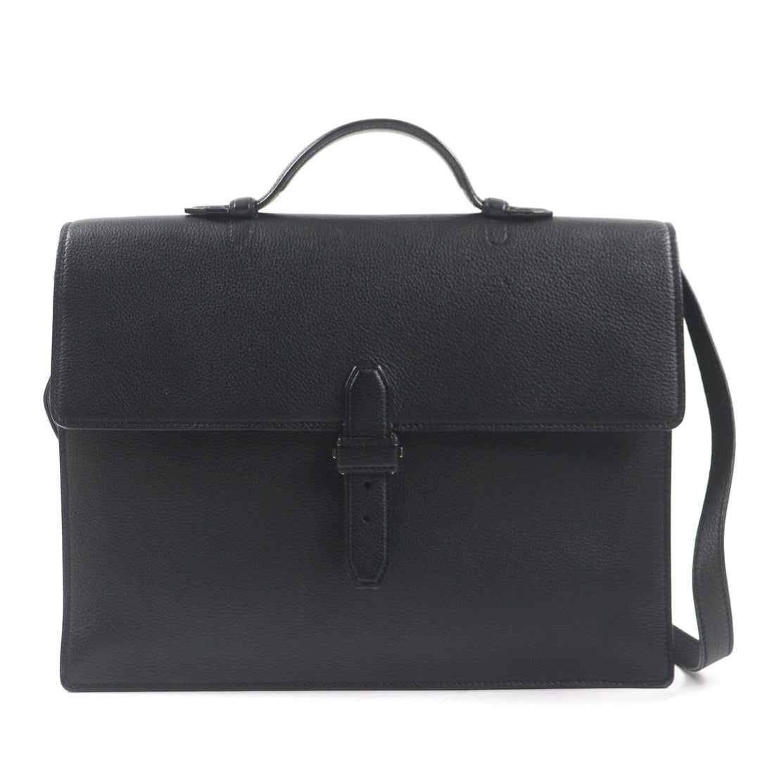 Brioni Briefcase OIUU0LO17191028 Leather black Taupe Grained Rhodes Leather mens Used Authentic