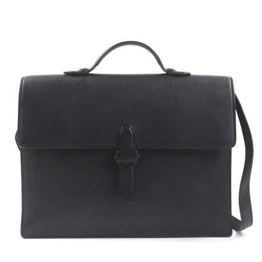 Brioni Briefcase OIUU0LO17191028 Leather black Taupe Grained Rhodes Leather mens Used Authentic