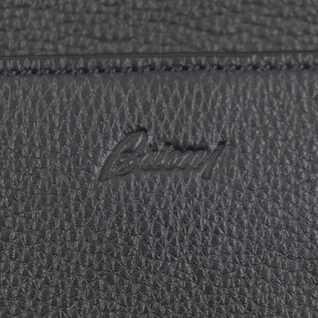 Brioni Briefcase OIUU0LO17191028 Leather black Taupe Grained Rhodes Leather mens Used Authentic