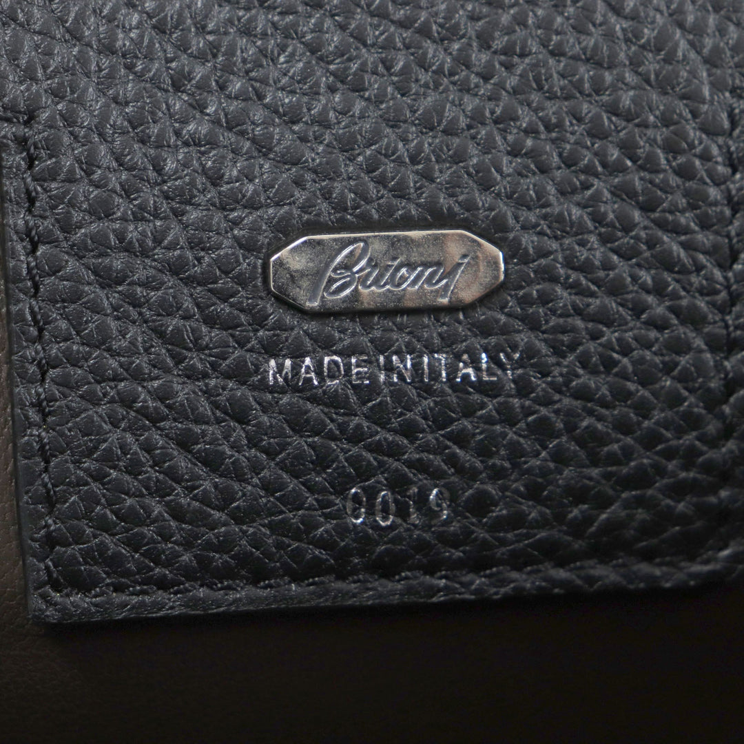 Brioni Briefcase OIUU0LO17191028 Leather black Taupe Grained Rhodes Leather mens Used Authentic