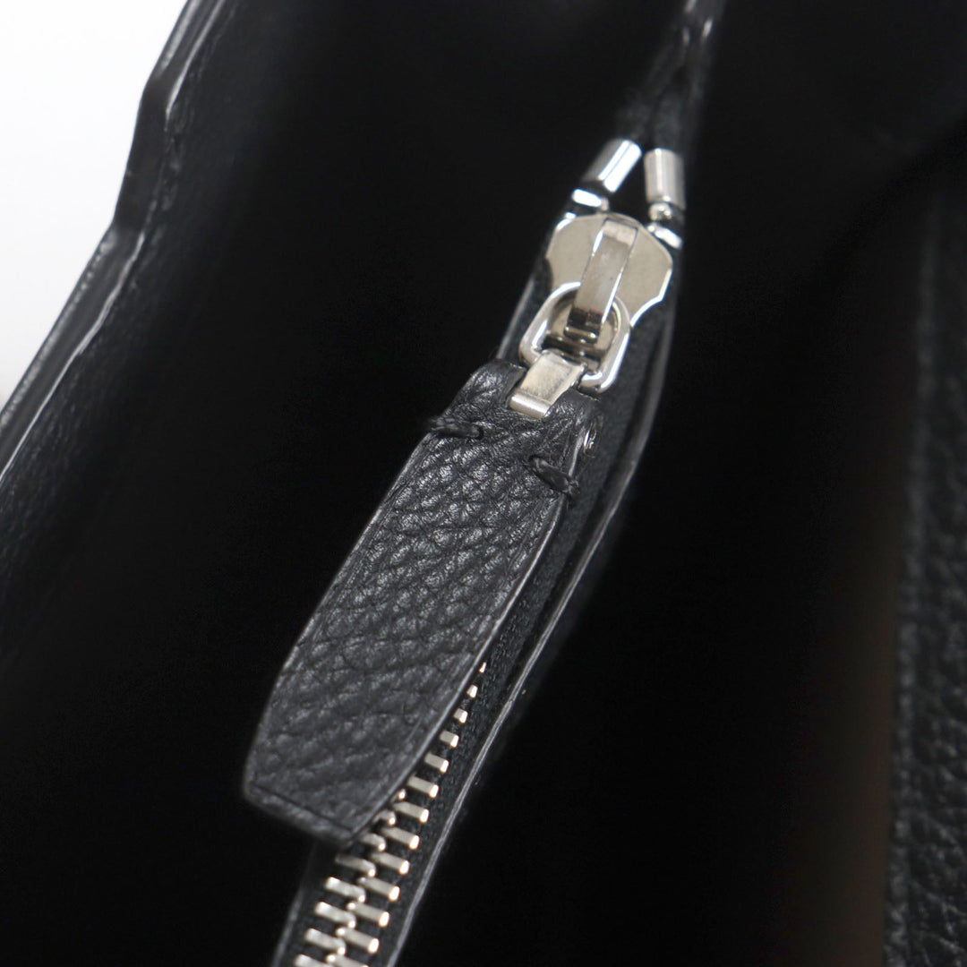 Brioni Briefcase OIUU0LO17191028 Leather black Taupe Grained Rhodes Leather mens Used Authentic