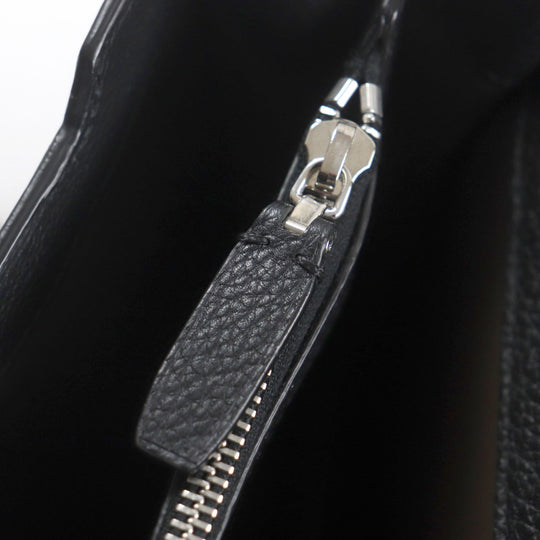 Brioni Briefcase OIUU0LO17191028 Leather black Taupe Grained Rhodes Leather mens Used Authentic