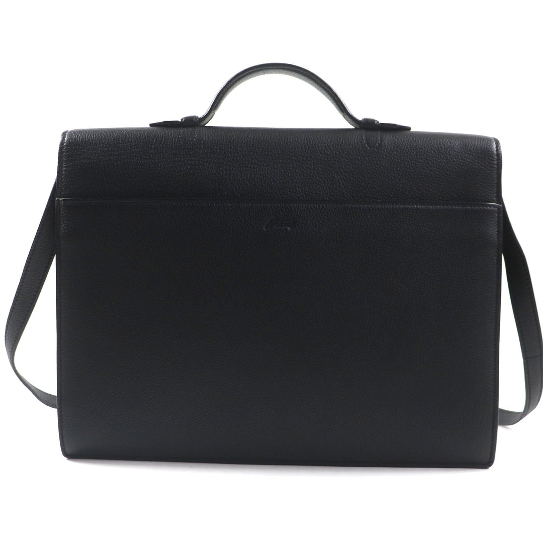 Brioni Briefcase OIUU0LO17191028 Leather black Taupe Grained Rhodes Leather mens Used Authentic