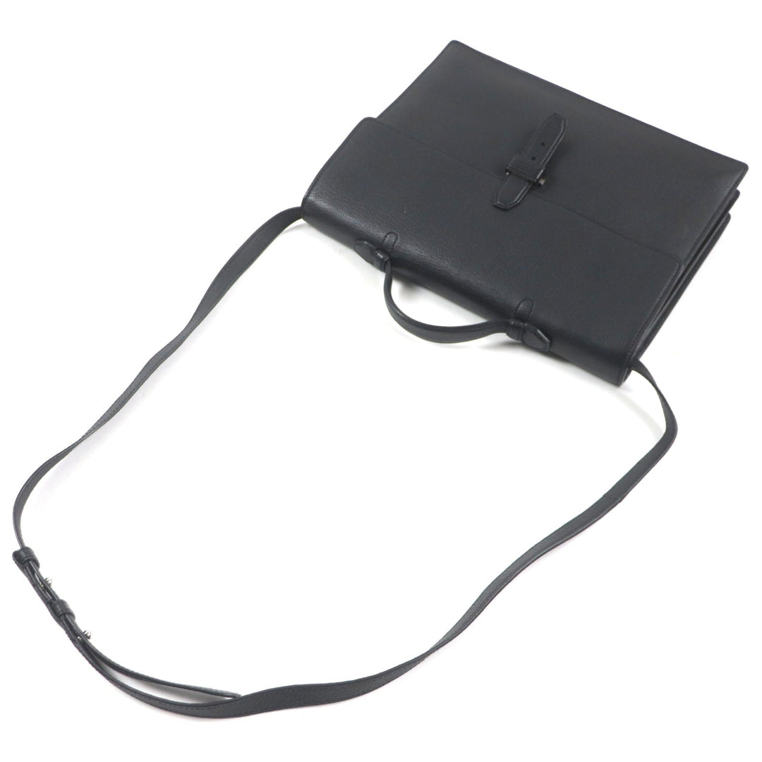 Brioni Briefcase OIUU0LO17191028 Leather black Taupe Grained Rhodes Leather mens Used Authentic