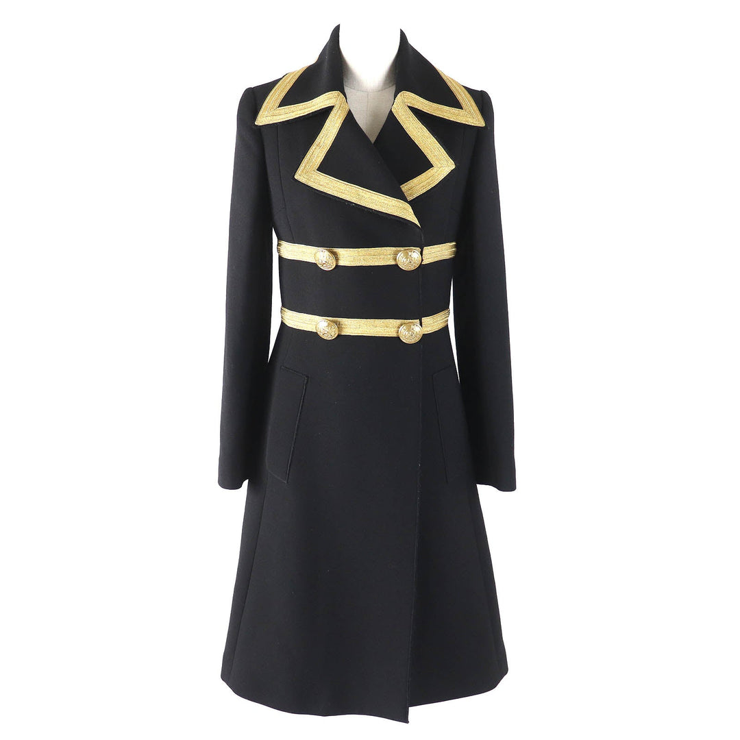 DOLCE&GABBANA coat Outer: 90% wool, Outer: 10% polyester, Lining: 97% polyester, Lining: 3% elastane (polyurethane) Black gold Women 38 Used Authentic