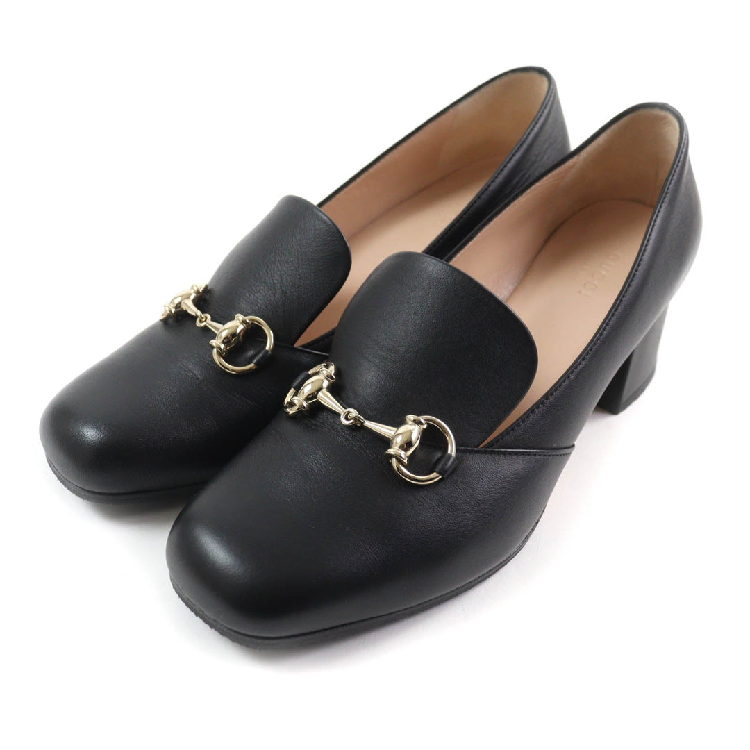 GUCCI pumps 466701 Main: Leather black Women 38 1/2 Used Authentic