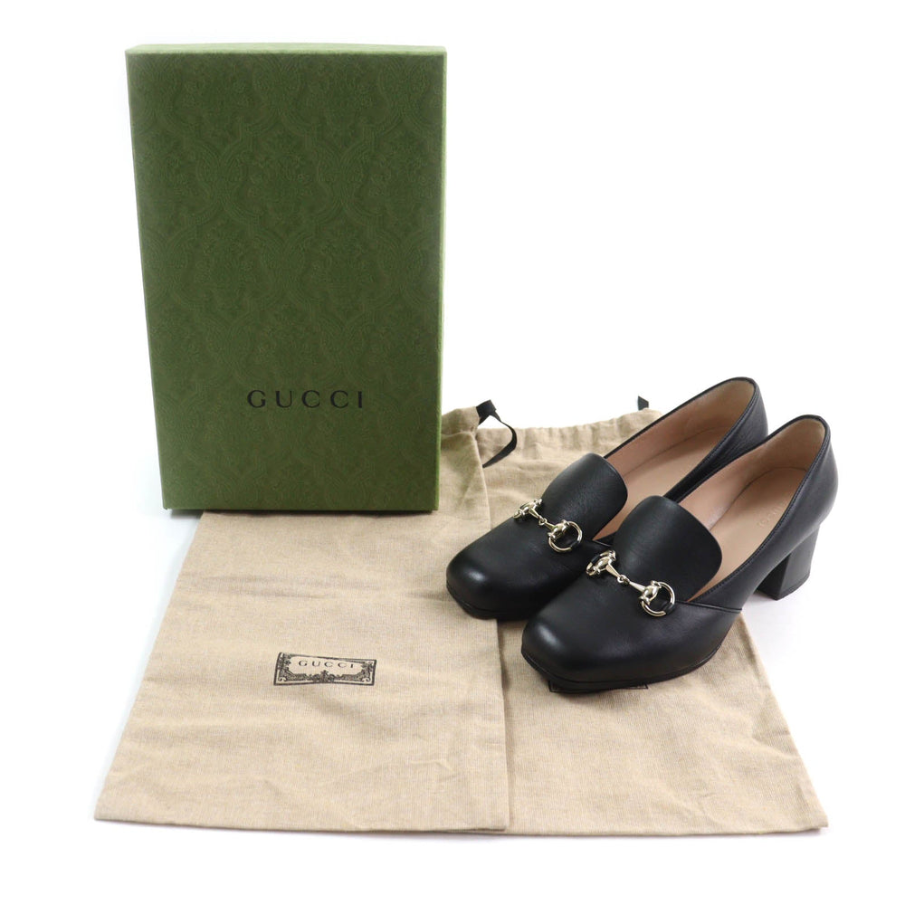 GUCCI pumps 466701 Main: Leather black Women 38 1/2 Used Authentic