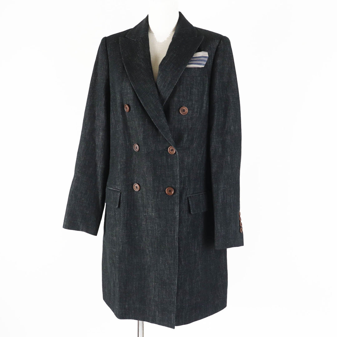 Brunello Cucinelli coat Main: 100% cotton, Lining: 80% acetate, Lining: 20% silk Indigo blue Women 42 Used Authentic