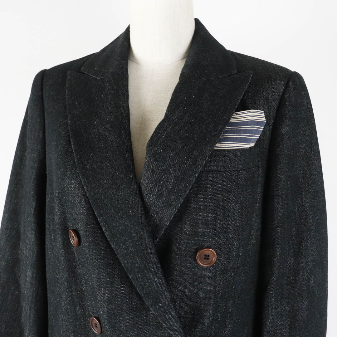 Brunello Cucinelli coat Main: 100% cotton, Lining: 80% acetate, Lining: 20% silk Indigo blue Women 42 Used Authentic