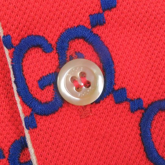 GUCCI Short sleeve polo shirt 753572 Main: 94% cotton, Main: 6% polyurethane, Part: 89% cotton, Part: 11% polyester Red mens S Used Authentic