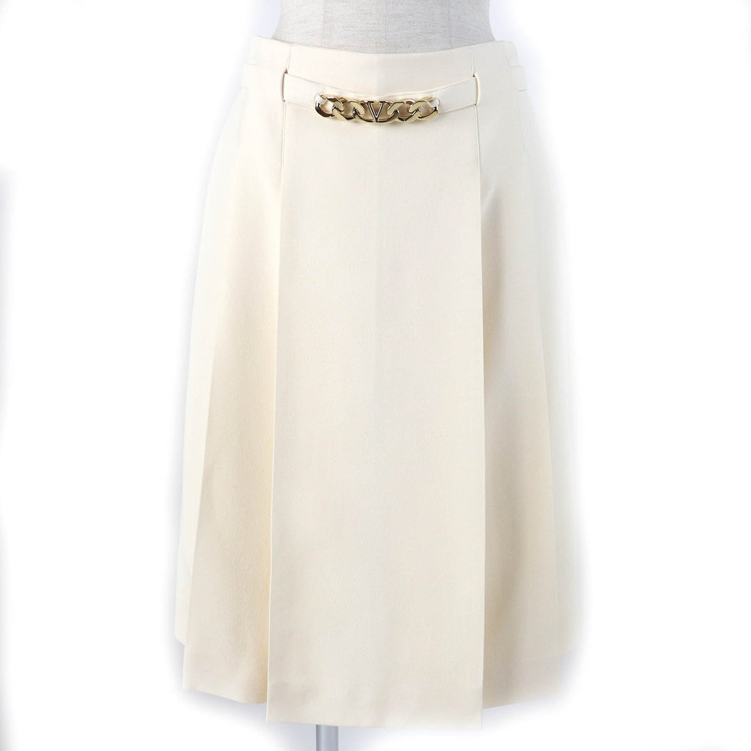 VALENTINO skirt 1B3RA8X51CF Outer: 65% wool, Outer: 35% silk, Lining: 91% rayon, Lining: 9% polyurethane Ivory Women 38 Used Authentic