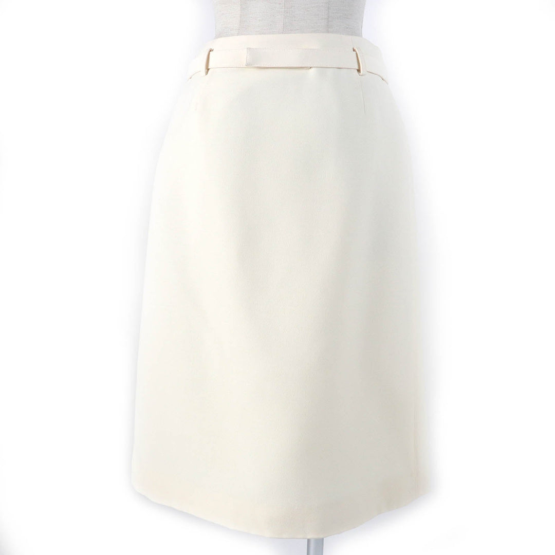 VALENTINO skirt 1B3RA8X51CF Outer: 65% wool, Outer: 35% silk, Lining: 91% rayon, Lining: 9% polyurethane Ivory Women 38 Used Authentic
